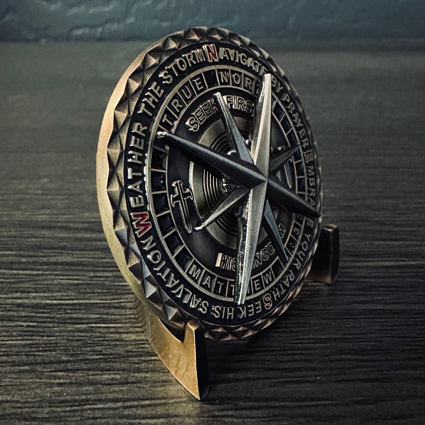 Matthew 6:33 Chi Rho Compass Challenge Coin 2.0 inch