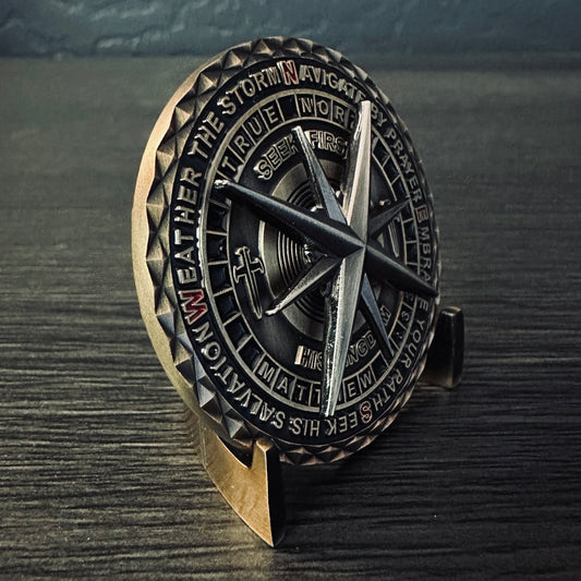 Matthew 6:33 Chi Rho Compass Challenge Coin 2.0 inch