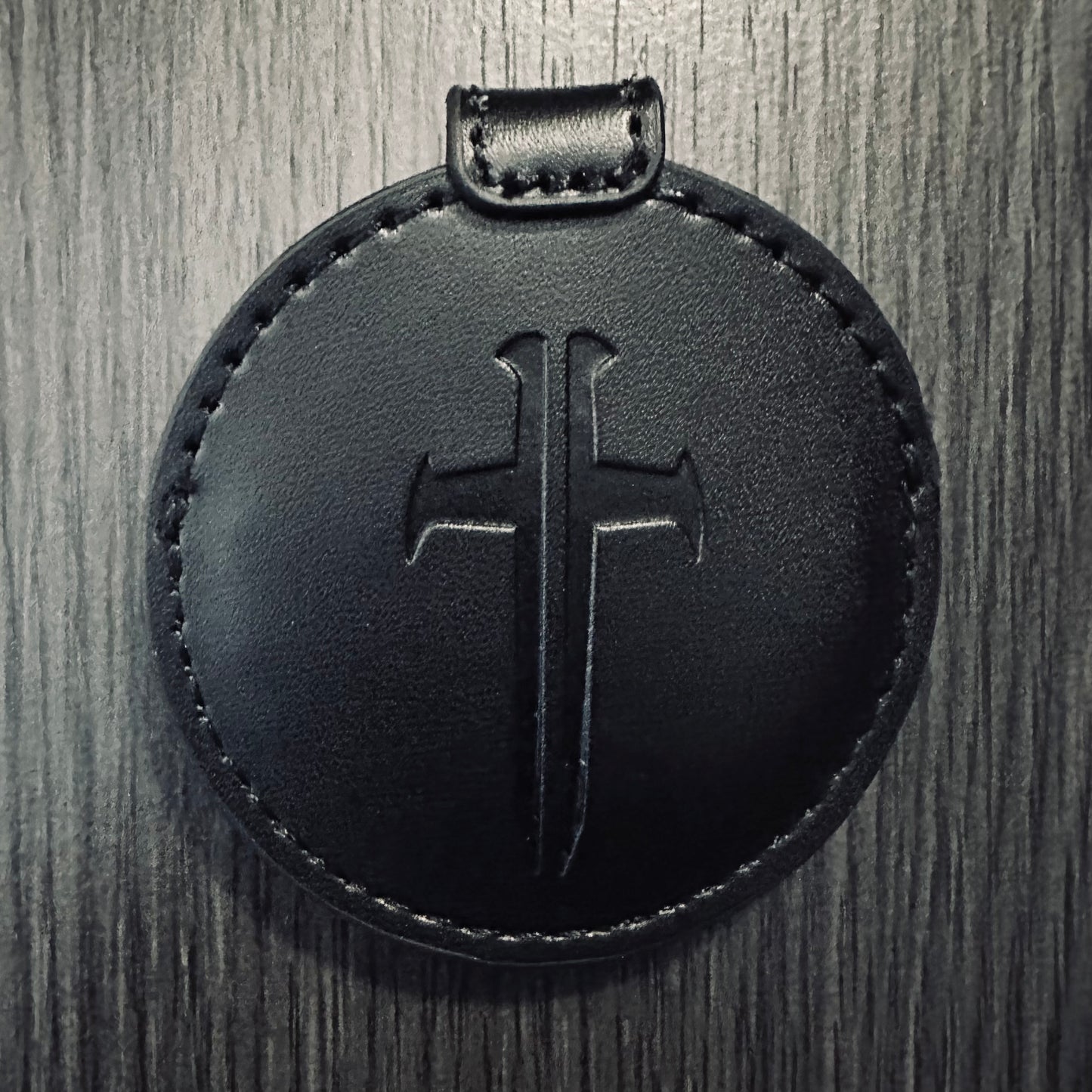 Black Leather TNC Logo 2.0 inch Coin Sleeve with Button Closure