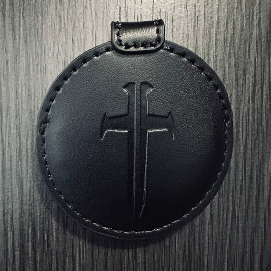 Black Leather TNC Logo 2.25 Inch Coin Sleeve with Button Closure