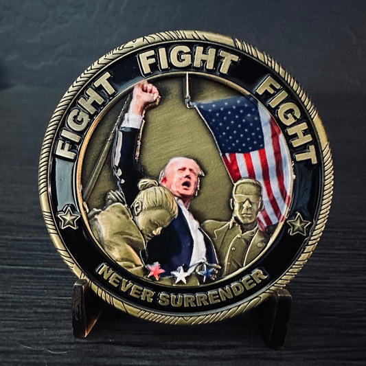 Trump 47 Fight Challenge Coin - Antique Gold 2.25 inch