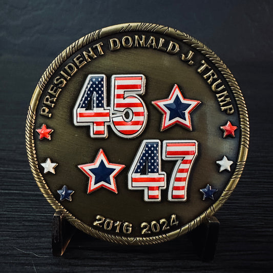 Trump 47 Fight Challenge Coin - Antique Gold 2.25 inch