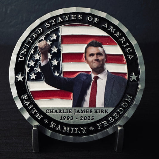 Charlie Kirk Commemorative Coin - Antique Silver 2.25 inch