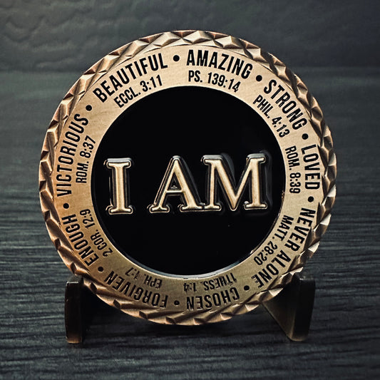 Baptism Challenge Coin for Her- I Am Affirmations 2.0 inch