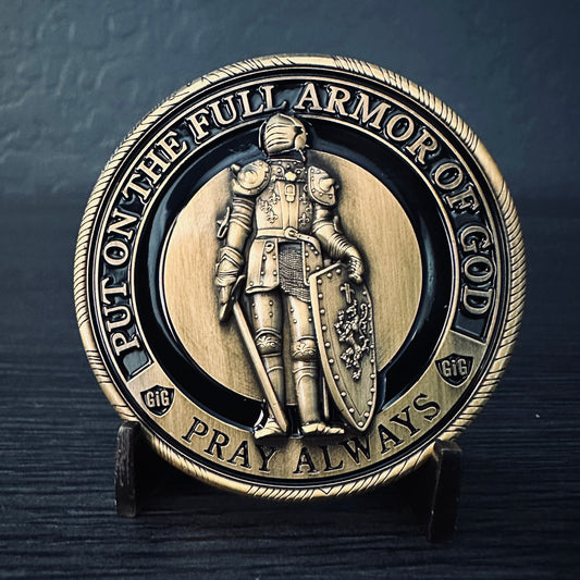 Armor of God Challenge Coin - Antique Gold