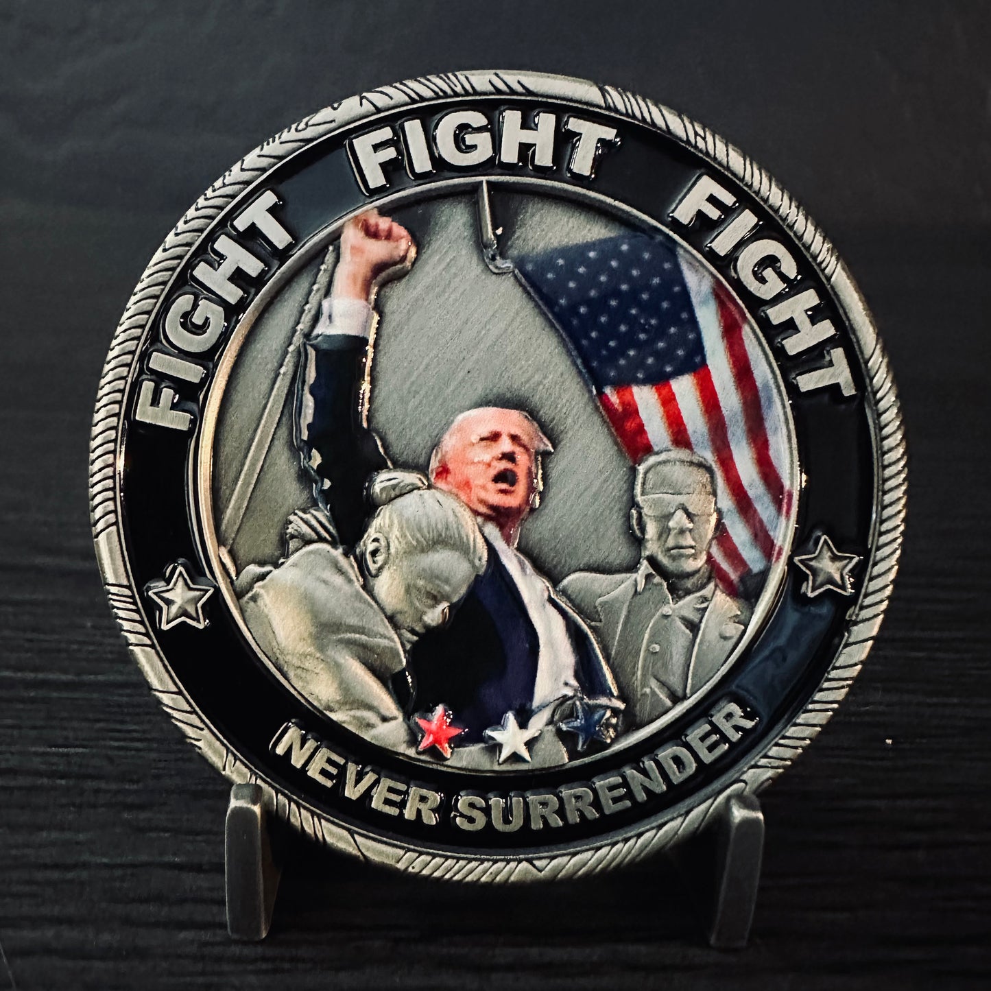 Trump 47 Fight Challenge Coin- Antique Silver