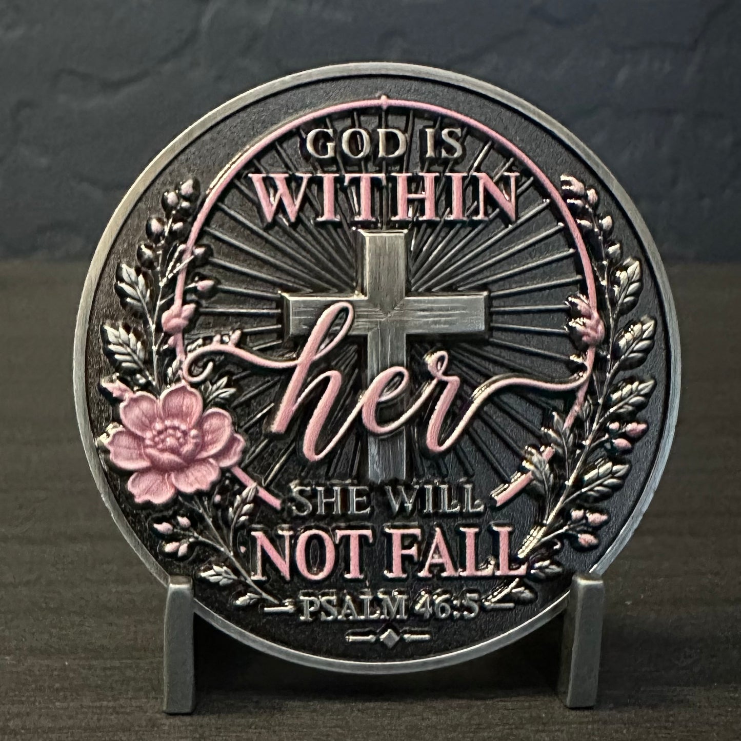 Psalm 46:5 God Is Within Challenge Coin